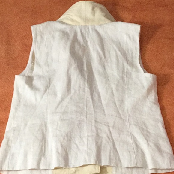 VINCE Womens Moto Vest Small Linen Blend Leather - Picture 2 of 5